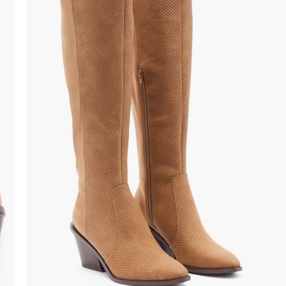 Brown western cowboy over the knee heeled boots - Picture 4 of 9